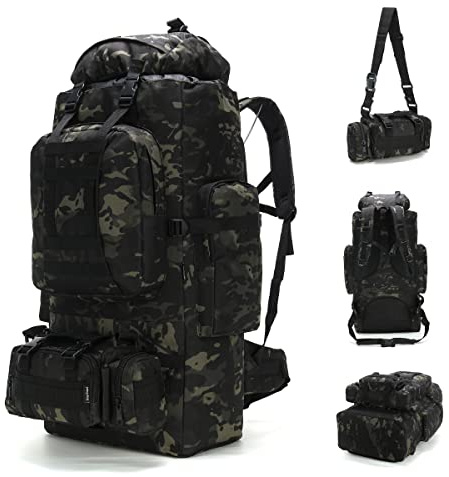 King'sGuard Rucksack, 100 l, Camping, Wandern, Molle-Rucksack, Militär, Rucksackreisen, Tagesrucksack, Large