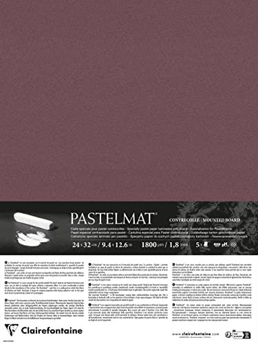 Clairefontaine 796016C - Packung mit 5 Bogen Pastelmat kaschiert, DIN A4+, 24x32cm, praktisch und sicher, 360g, Weinrot, 1 Pack