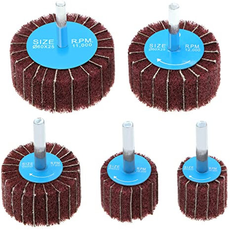 Be In Your Mind 5 Pezzi Di Ruote Abrasive Con Lamelle In Pile Grossolano Disco Abrasivo Con Gambo Da 6 Mm Grana 120 In Fibra Di Nylon Per Utensile Rotante 25/30/40/50/60 Mm Rosso