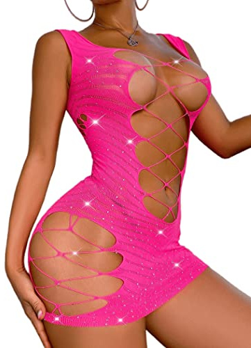 RSLOVE Lingerie Babydoll a Rete da Donna Lingerie Calda Babydoll Sexy Senza Maniche