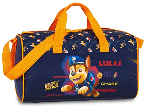 Undercover Kleine Sporttasche Paw Patrol Kinder mit Namen | Personalisierte Reisetasche Sportbeutel Jungen Mädchen | Schwimmtasche Kindersporttasche Hund Chase