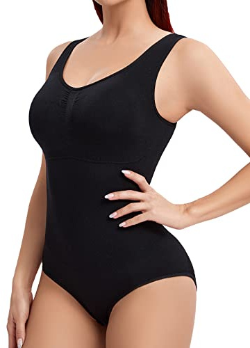Joyshaper Body Modellante Donna con Reggiseno Pancia Piatta Body Perizoma Contenitivo Senza Cuciture Bodysuit Shapewear, Nero, XL