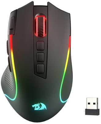 Redragon M612 Pro RGB Gaming Ratón 8000 dpi con Cable/inalámbrico Gamer Mouse con 9 Botones programables y 6 Modos de retroiluminación BT & 2.4G Soporte de Software inalámbrico