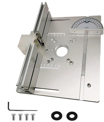 Table de fraisage, plaques d'insertion en alliage d'aluminium, table de fraisage, plaque d'insertion pour défonceuse, table de travail du bois avec guide de butée à onglet, support coulissant de