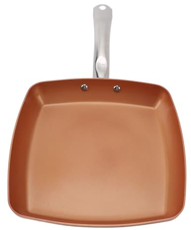 Griglia Quadrata, 24 Cm Alluminio Padella Antiaderente Padella Quadrata Lavabile in Lavastoviglie Padella Quadrata Padella Quadrata per Stufe a Gas Fornelli a Induzione