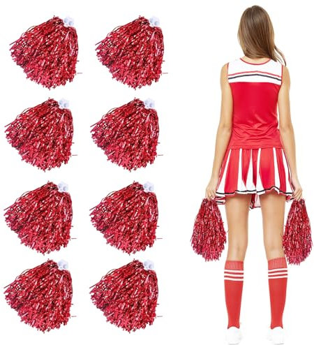 8 Stück Cheerleader Pompoms, Kunststoff Handblumen für Schule, Sport, Tanz, Karneval Parteien (E)