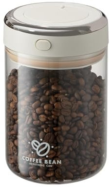IRCtek Coffee Bean Storage Container with One-way Valve Airtight Lid Date Tracker, Clear Borosilicate Glass Coffee Canister (1.2 Qt - 13.1 OZ)