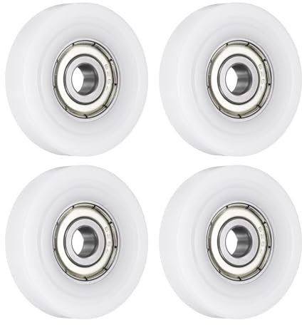 QUARKZMAN 4 Piezas Guía de Rodamiento de Bolas 6 x 33 x 7mm Doble Blindado Rodamientos de Rodillos POM, Rueda de Polea Plana para Muebles, Accesorios de Ferretería, Blanco