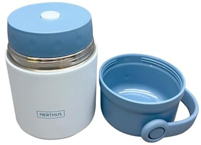 NERTHUS FIH 1463 Thermoskanne für feste Stoffe 650ml, doppelwandiger Edelstahl, Deckel mit Griff, Vakuumstopfen, rutschfester Boden, ideal für Speisen und Suppen