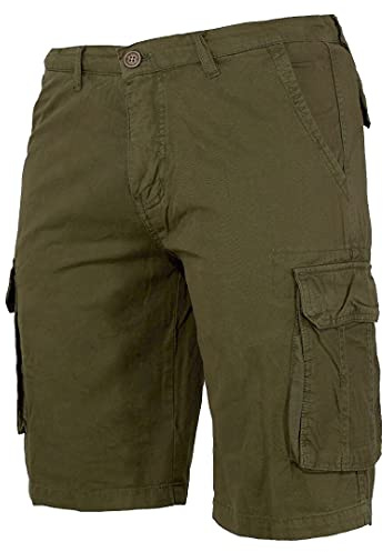 N+1 Pantaloncini Bermuda Uomo Cargo con Tasche Laterali Tasconi 48 50 52 54 56 58 60 (IT, Numero, 52, Regular, Regular, Verde)