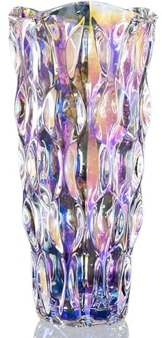 Duscdesp Blomvas glas, 24 cm kristallvas modern glasvas stor, nordiska höga blommor vaser stora tulpanbuketter glasvaser dekoration present för bröllop, bordsdekoration, inflyttningsfest, mors dag