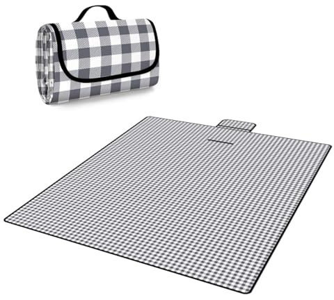 YAFALA Picnic Blanket Waterproof Outdoor Extra Large Beach Camping Blanket, Portable Foldable Oxford Cloth Waterproof Picnic Mat for Grass, Beach, Camping, Family Picnic (Off-white, 200 * 200 cm)