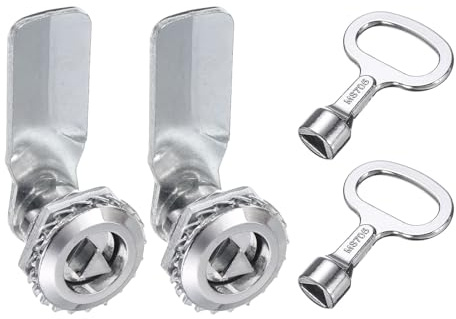 sourcing map Cerradura tubular de leva, cilindro de 5/7 pulgadas de longitud, cerradura triangular de aleación de zinc con llave para buzón eléctrico (plateado, paquete de 2)
