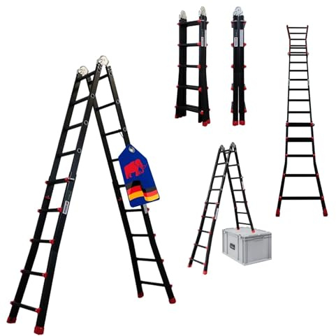 PROREGAL Échelle Multifonction 3-en-1 en Aluminium Apollo 5,2 mètres | 4x5 échelons | Charge maximale 150 kg | Aluminium | Noir