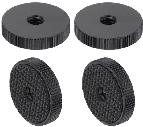 QUARKZMAN 4Pcs Dado Zigrinato Piatto - 1/4-20 X 1 X 0.26 Dado A Mano Blocco Dadi Di Regolazione Lega Di Alluminio Femmina Ruota A Mano Di Blocco Nero