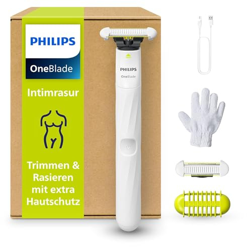 Philips OneBlade Intimate, cura intima, rifinitura e rasatura con protezione extra della pelle, Rasatura precisa e confortevole - senza radere completamente a zero, modello QP1924/28