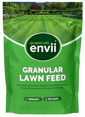 Envii Granular Lawn Feed - Organic Slow Release Lawn Fertiliser for Greener, Healthier Grass, Pet & Wildlife Safe, Non-Scorch Formula, Feeds for Up to 3 Months - 1kg