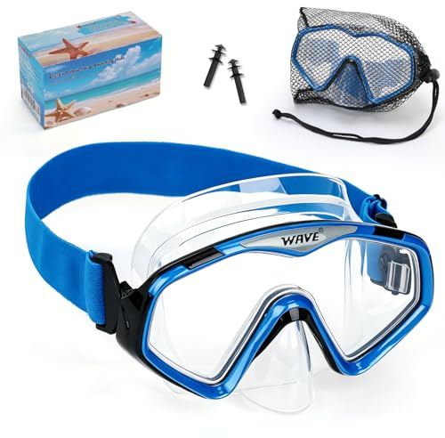 Elastiska stickade justerbara dykglasögon PRO – anti-dimma panoramaglas för snorkling, simning, dykning