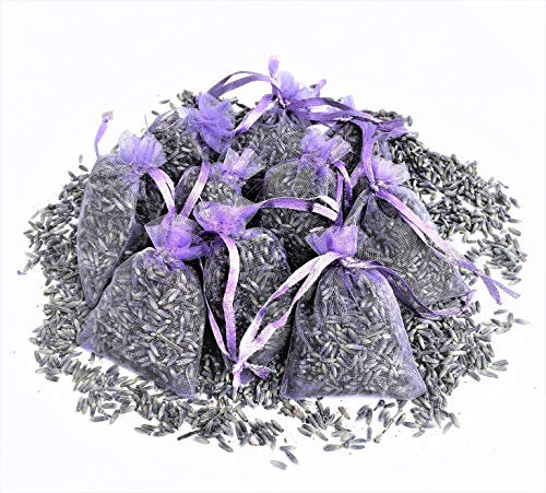 3drom 12 Bags of Dried English Lavender in Small Lilac Organza Bags -Real Flower Wedding Confetti/Home Fragrance/Crafts/Moth Repellant