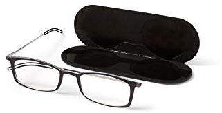 ThinOptics Brooklyn Reading Glasses 2.00 Rectangular Black Frames With Milano Magnetic Case - Thin Lightweight Compact Readers 2.00 Strength