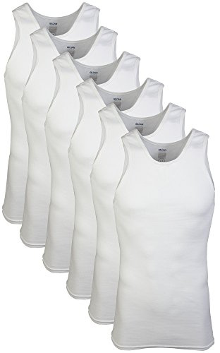 Gildan Men's A-shirt Tanks, Multipack, Style G1104, White (6 Pack), XX-Large