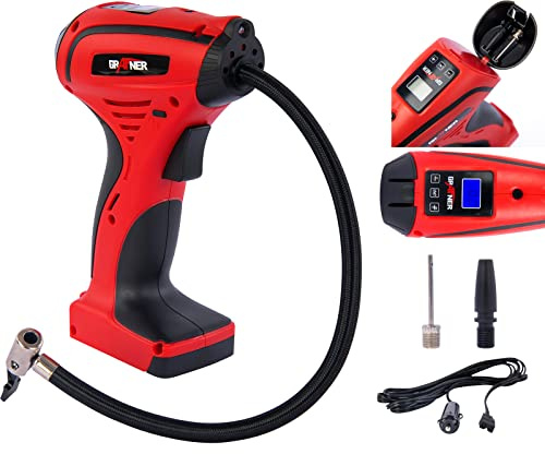 Grafner 12V Kompressor für den Zigarettenanzünder, max. 8,3 bar 120 psi, LCD Display, LED, Druckvoreinstellung, Autostop, elektrische Mini Luft Pumpe Autokompressor Handkompressor Reifenfüller