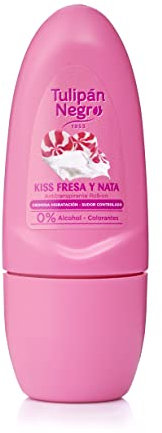 Tulipán Negro Antitranspirante Roll-on Fresa y Nata 50 ml, 0% Alcohol y Colorantes, Sudor Controlado