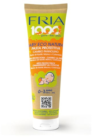 Fria 1000Giorni - Crema Cambio Pannolino Protettiva Baby Eco Natural, Pasta Lenitiva Neonato e Bambino con Ossido di Zinco e Calendula Crema Idratante Testata su Pelli Sensibili Neonati Bambini, 100ml