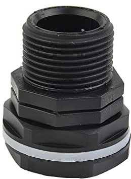 Raccord fileté en polypropylène pour réservoir d'eau - Raccord en plastique - Raccord fileté - Raccord de réservoir d'eau - Raccord fileté - Raccord de bride - Filetage extérieur de 1,9 cm