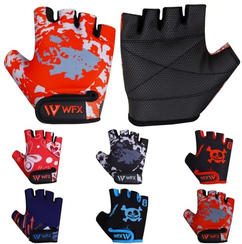 WFX Kids Cycling Gloves - Short Half Finger, Padded, Fastened - Children, Cyclists - Unisex - Cycling Gloves