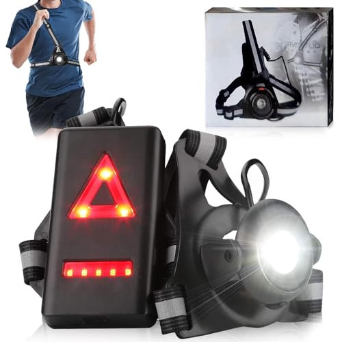 mizikuu Lauflicht mit Reflektoren, Brustlampe Joggen 90°einstellbarer Abstrahlwinkel Lauflampe Joggen USB Wiederaufladbares Running Light Led Lampe für Läufer Joggen Camping Biking