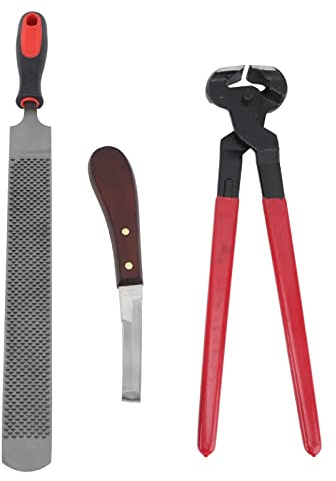 Wnvivi Lot de 3 Outils de Réparation de Sabots, Kit D'outils de Maréchal-ferrant, Kit D'outils de Coupe-Sabots en Acier Double Face pour Chevaux, Bovins, Moutons, ânes