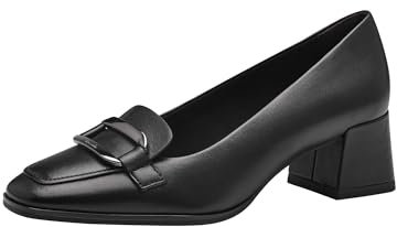 Tamaris Damen Pumps Leder Blockabsatz bequem; Black, EU 39