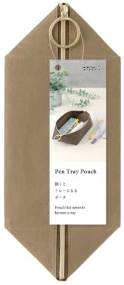 Midori 41842006 Pen Case Pen Tray Pouch, Brown