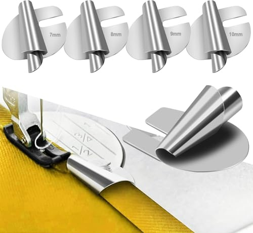 4PCS Sewing Machine Accessories Rolled Hem Presser Foot, Sewing Accessories With 4-Sizes(7-10mm) Stainless Steel Sewing Rolled Hem Presser Foot For Home Suitable for A Wide Range