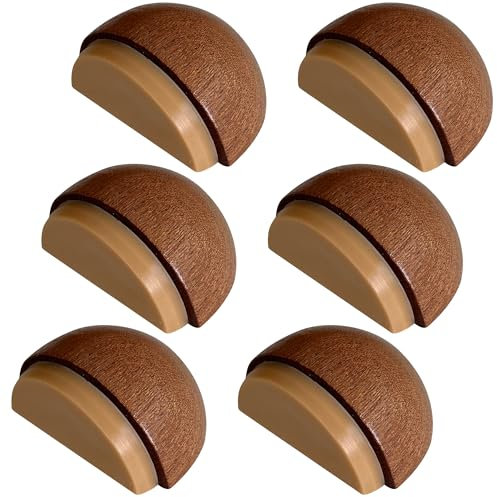 FRACOMO® Pack 6 Topes para Puertas Suelo | Tope Puerta Madera Adhesivo | Adhesivo Facil de Usar (Roble)