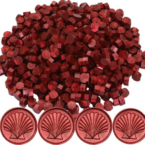 Juego de 300 sellos de cera octogonal para invitaciones, tarjetas, sobres, paquetes de vino, envoltorios de regalo (rojo fuego)