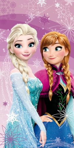 Disney Serviette de plage La Reine des Neiges Anna Elsa ultra douce 100 % coton – Grande taille 70 x 140 cm pour filles, natation, douche et piscine