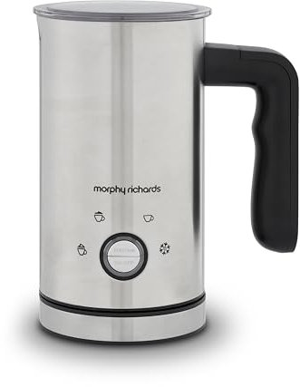 Morphy Richards Milk Frother Electric 4 in 1, Non Stick Coating, 4 Programs, Auto Switch Off, LED Function Button, 300ml Capacity, Dairy Free Alternatives, Cordless Jug, 600W, Stainless Steel, 210003