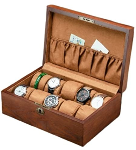 CVNIMV Estuche para Relojes Estuche Enrollable para Relojes Enrollador de Relojes Caja para Relojes Estuche para exhibir Relojes Caja de Almacenamiento Estuche de Madera para r