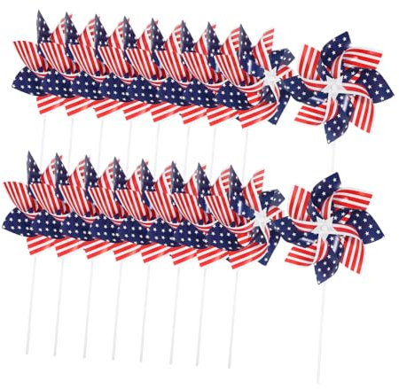 Abaodam 18piezas Decoración De Molino De Viento Bandera Americana Molinetes para Jardín Decoración De Molinos De Viento para Exteriores para Julio