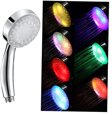 NUOBESTY Soffione Doccia LED Colorato a Mano Alta Pressione, Materiale Abs Resistente, Adatto per Asta Scorrevole da 20mm, per Bagno Moderno e Pratico