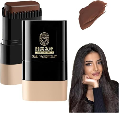 Bastoncino colorato istantaneo per capelli, con pettine integrato, impermeabile e a prova di sudore, portatile, per ritoccare i capelli, grigio bianco (castano)