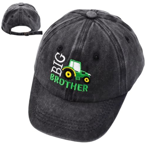 FCXVXCL Big Brother Tractor Casquette de Baseball pour Enfant,Casquette Chapeau de Soleil Casquettes Broderie de Baseball Réglable for Enfants Garçons et Filles 3-8 Years Old, Black