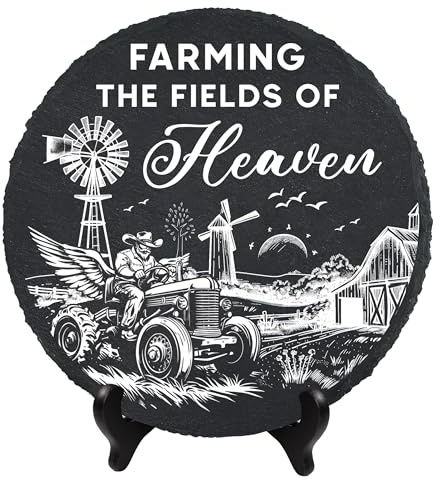 DIGIKAZZ Farmer Memorial Stone, Memory Stones for Loved Ones, Farming Lost Bereavement Gifts for Loss of Father Grandpa, Memorial Gifts on Fathers Day, Christmas