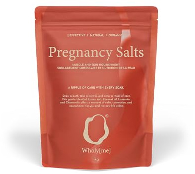 WholyMe Pregnancy Bath Salts - Epsom Salt for mothers-to-be. Eases muscular tension & irritated skin. Promotes skin elasticity (anti-stretch marks). Ideal for prenatal relaxation & restful sleep - 1kg