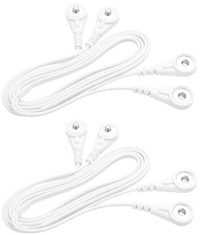 TIENFOKOTA Reservanslutningskablar med dubbla han- och honkontakter klickkabel för TENS EMS-enheter, universell 3,5 mm adapter för elektrodkuddar, 3,3 fot, 2