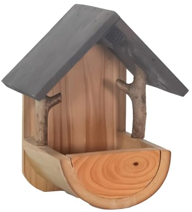 Casetta Mangiatoia Per Uccelli - Stazione di Alimentazione da Parete in Legno Resistente alle Intemperie - Mangiatoia Per Cardellini Da Esterno,per Osservare Cardellini in Giardino Terrazzo Casa Volie