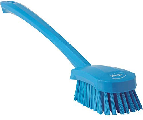 Vikan - Hygiène - Brosse à vaisselle - Avec manche long - Fibres dures - Bleu
