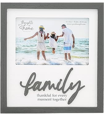 Pavilion Gift Company Frame-Family...Thankful for Every Moment-Holds 4x6, White, Gray